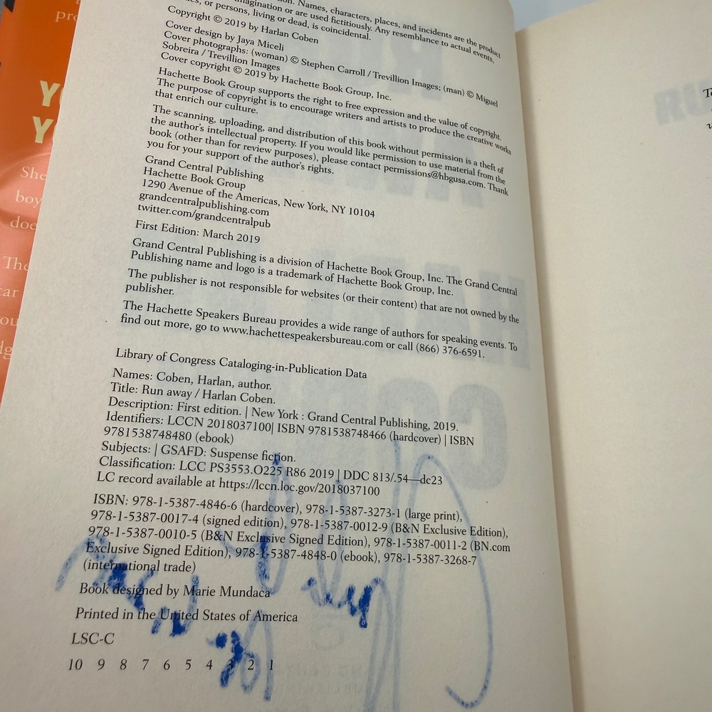 Harlan Coben Run Away Signed First Edition Hardcover 2019 Suspense Novel - Picture 3 of 8